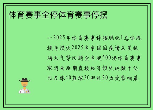 体育赛事全停体育赛事停摆